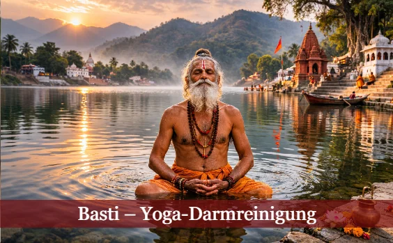 Yogi praktiziert Basti im Fluss