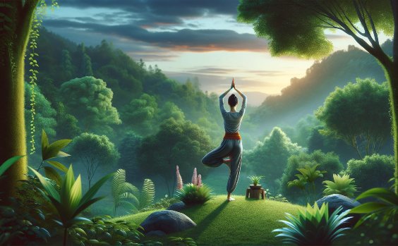 Frau macht Yoga in der Natur