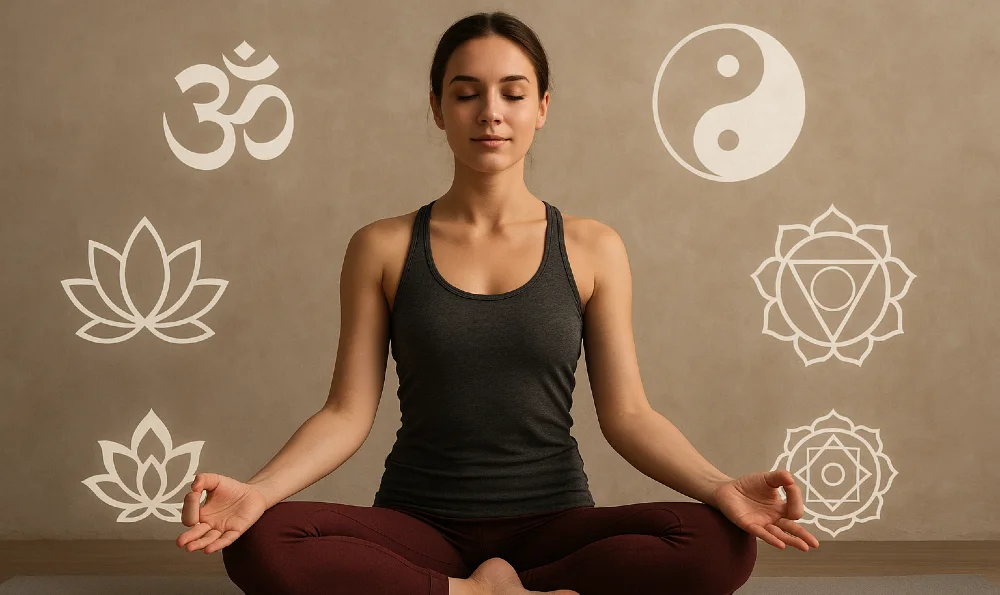 frau meditation symbole gruen l 1000