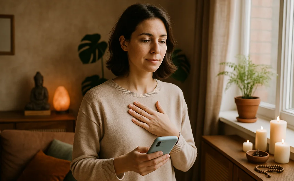frau smartphone herz hand 1000