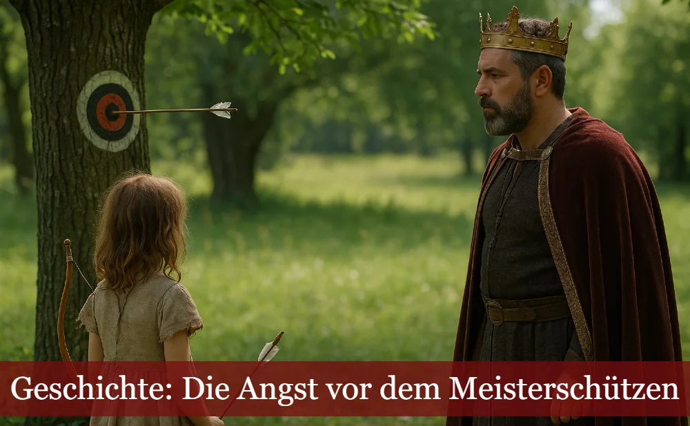 Geschichte: Die Angst vor dem Meisterschützen; König mit Mädchen