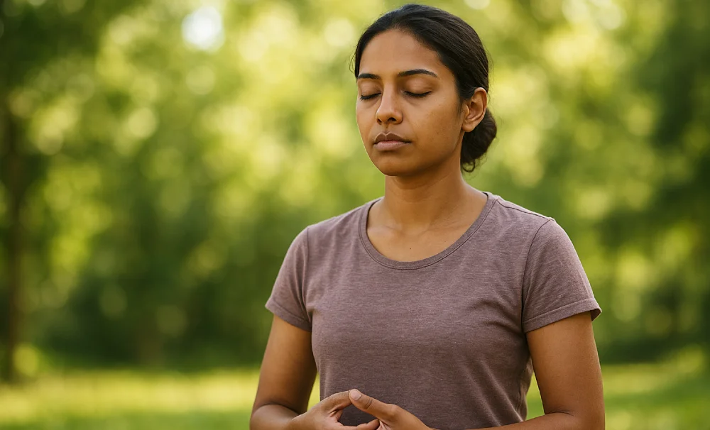 inderin tshirt meditation gruen 1000