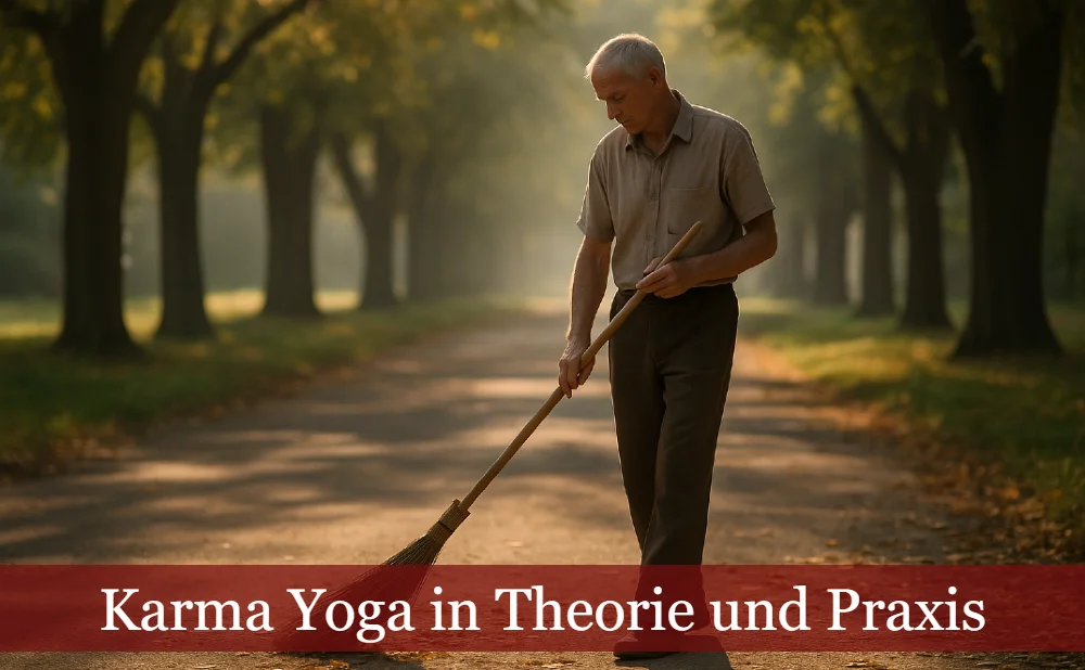 Karma-Yoga: Alter Mann fegt Weg