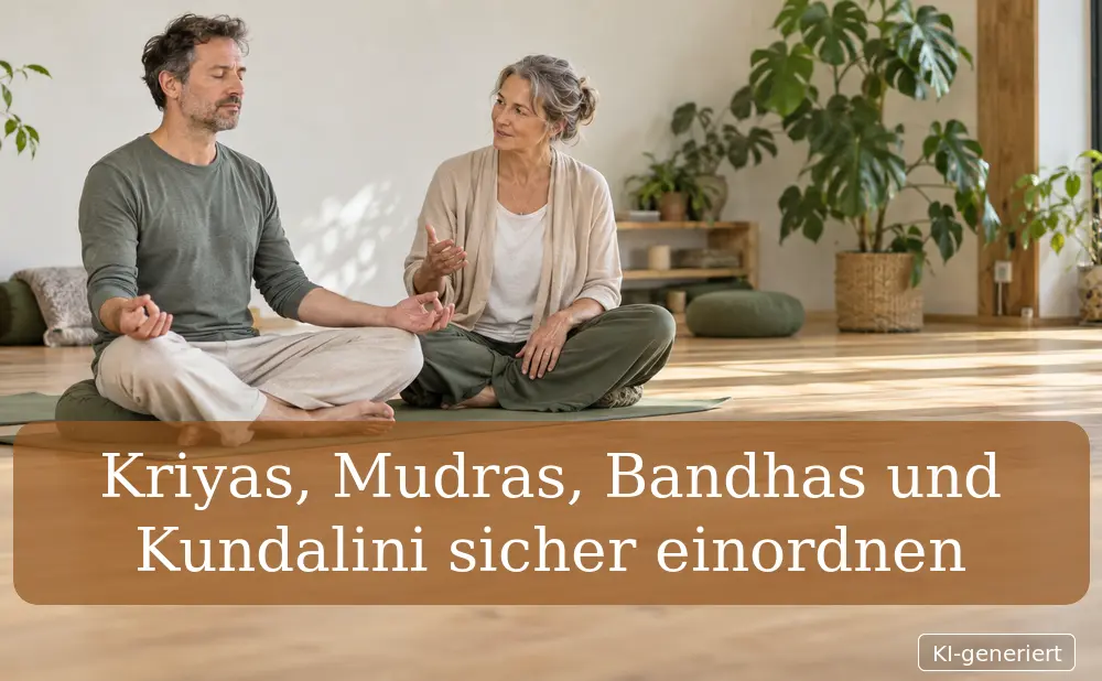 Yogalehrerin begleitet einen Schüler bei einer ruhigen und sicheren Hatha-Yoga-Praxis.