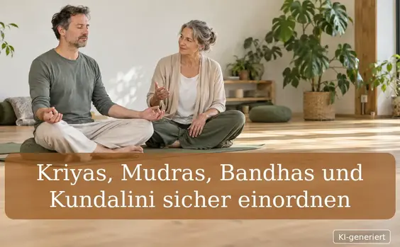 Yogalehrerin begleitet einen Schüler bei einer ruhigen und sicheren Hatha-Yoga-Praxis.
