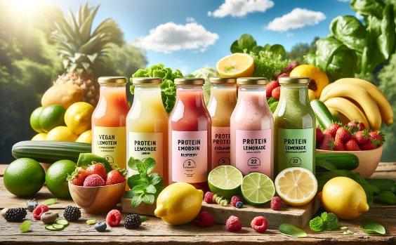 Protein-Limonade und Früchte