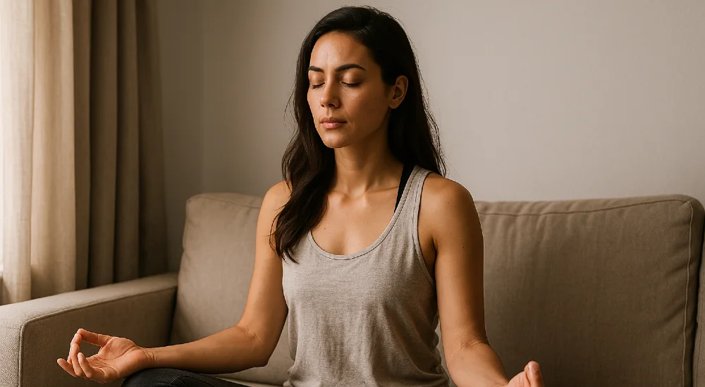 meditation frau sessel beige 1000