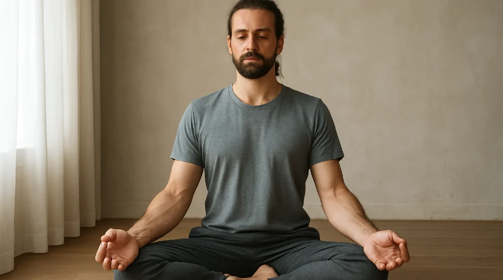 meditation mann sitz grau 1000