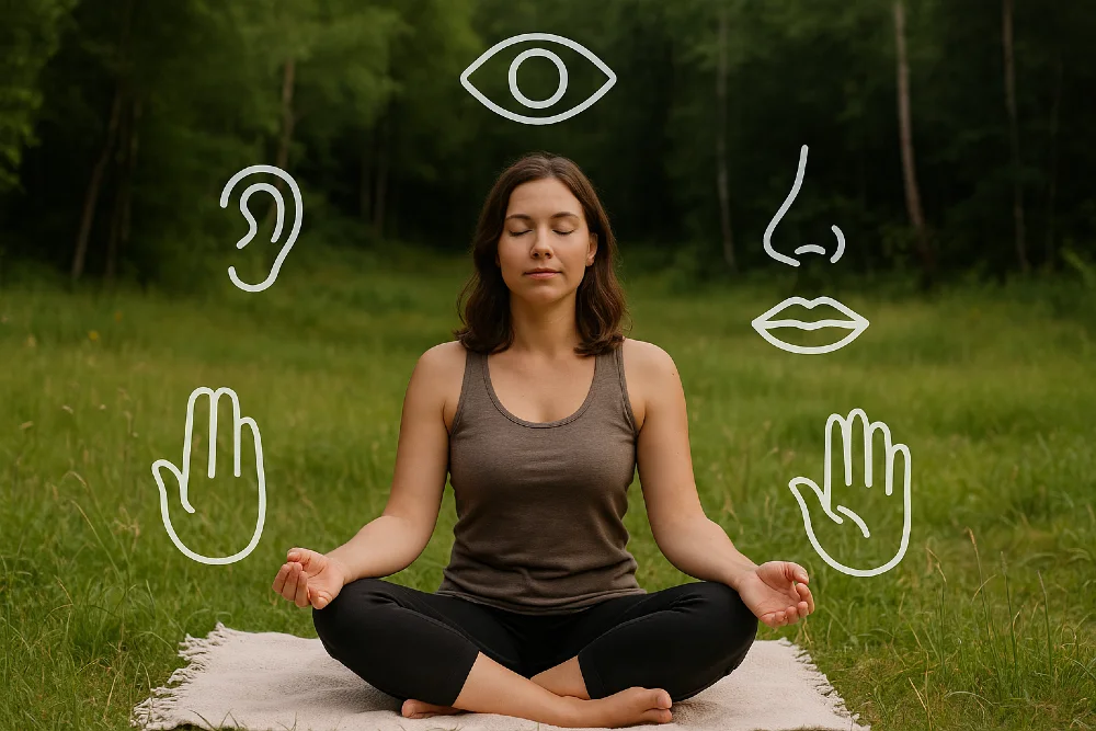 meditation sinne frau wald 1000