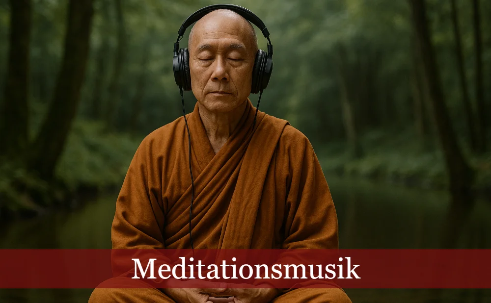 Meditationsmusik: Mönch mit Kopfhörer