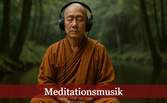 Meditationsmusik: Mönch mit Kopfhörer