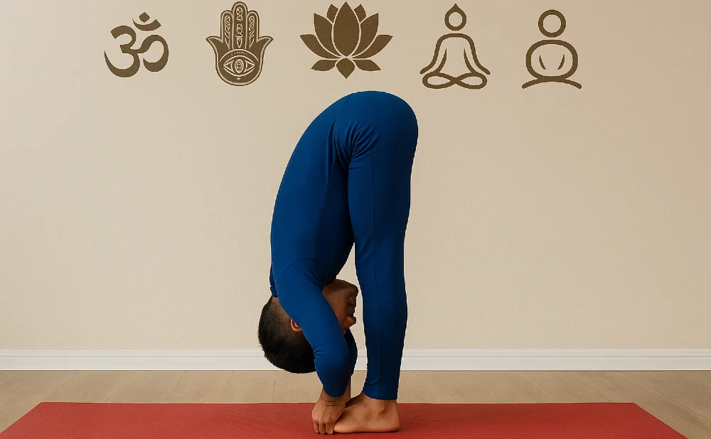 Padangusthasana – Großzehenhaltung, Mann auf Matte