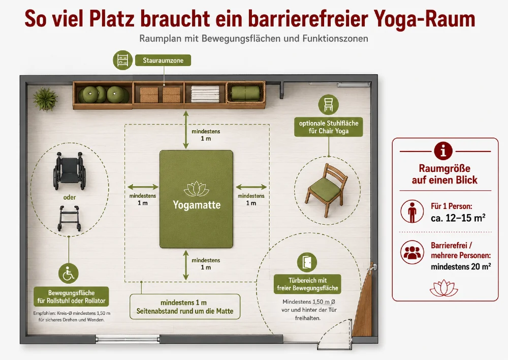 platzbedarf barrierefreier yoga raum