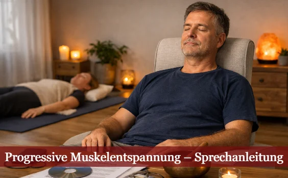 Mann beim Ausführen der Progressiven Muskelentspannung im Sitzen