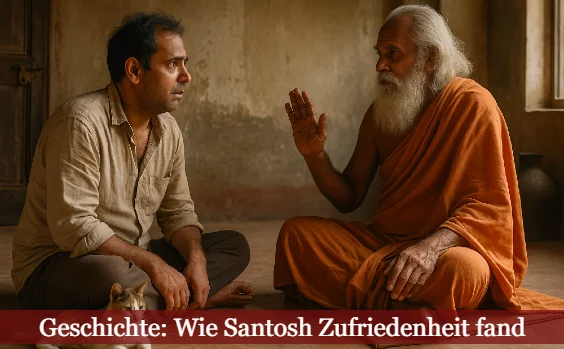 Alter Mann berät verzweifelten Mann in ärmlichem Zimmer