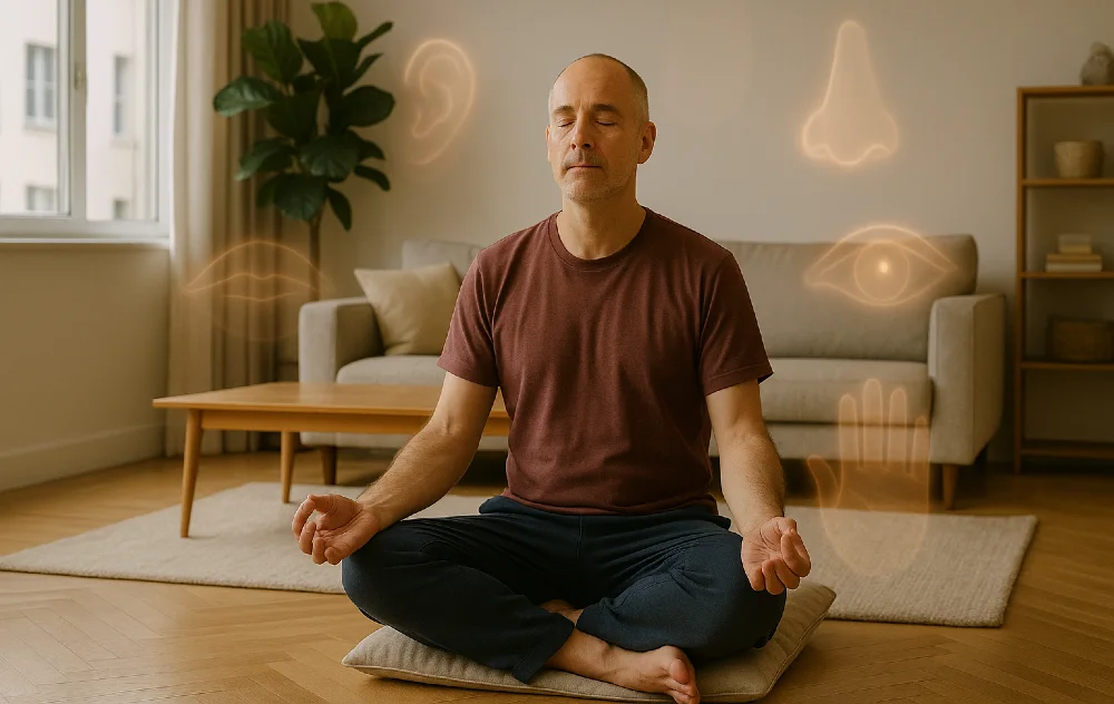 sinne meditation mann wohnzimmer 1000