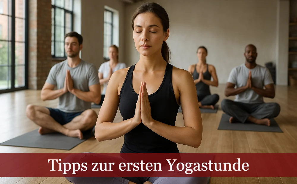 Yogastunde mit Teilnehmer*innen in konzentrierter Handhaltung