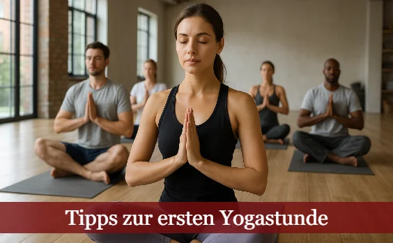 Yogastunde mit Teilnehmer*innen in konzentrierter Handhaltung