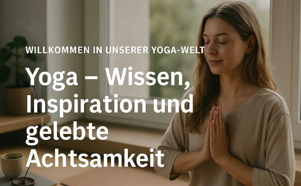 Frau meditiert - Schrift: Yoga-Wissen, Inspiration und gelebte Achtsamkeit